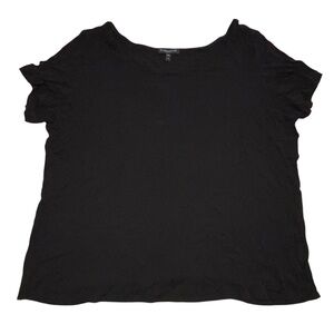 Eileen Fisher Woman Silk Short Sleeve Blouse Black Size 1X Quiet Luxury Minimal